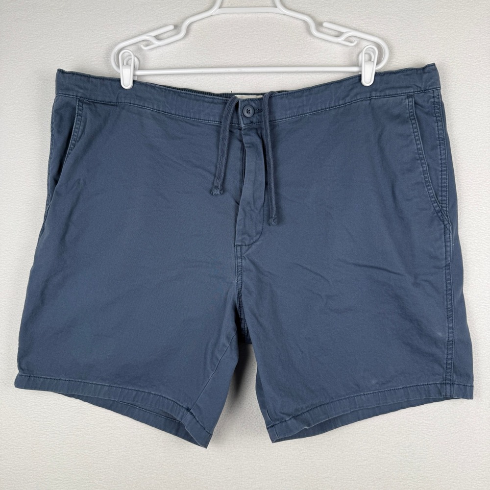 Mutual Weave Chino Shorts Mens 48 Blue Elastic Waist Drawstring Casual Preppy